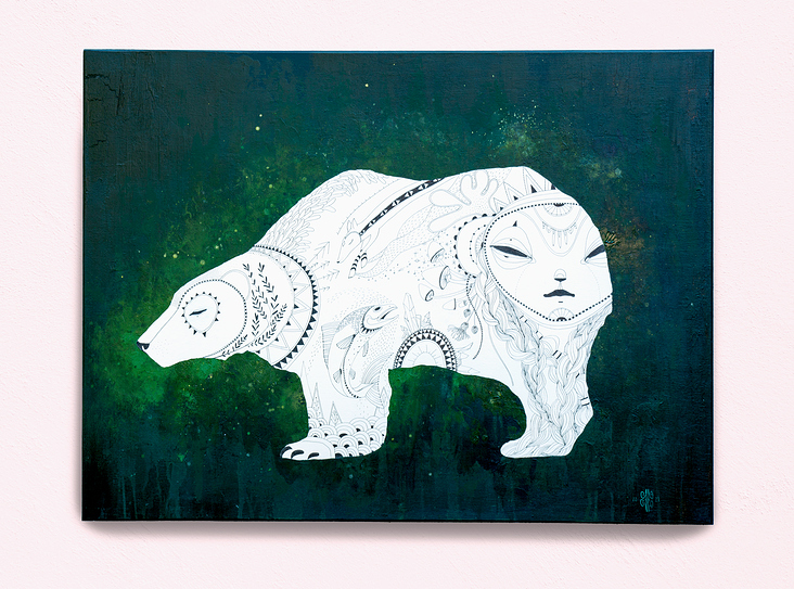 Bär Acryl auf Holz