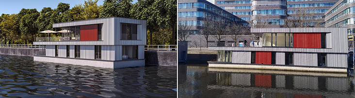 Hausboot Vergleich Visual zum Realobjekt