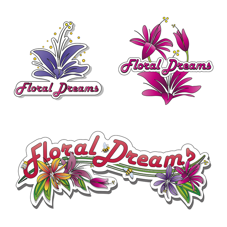 Florale Logoentwürfe für einen Gartenbaubetrieb
