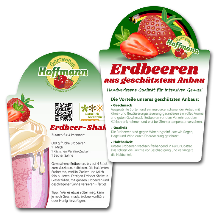 Etikettenlayout für eine Erdbeerschale