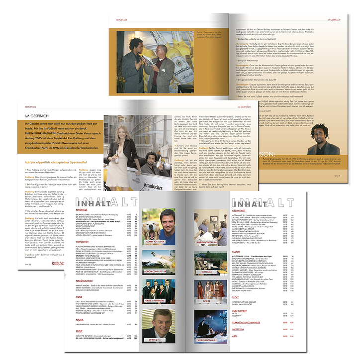 Inhaltsseiten und Inhaltsverzeichnis des RHEIN-RUHR-MAGAZIN