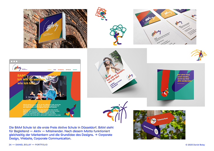Visuelle Identität, Corporate Design,  Corporatea Communication und Webdesign / BAM Freie Aktive Schule Düsseldorf