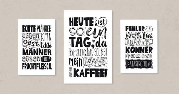 lettering postkartenserie – kunde: edition gollong