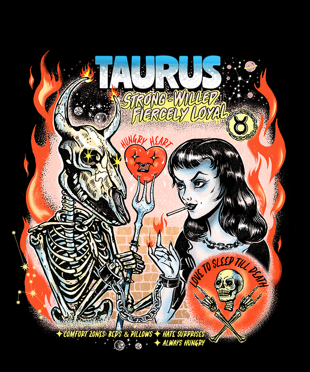 „Taurus“, Zodiac & Pin-up Girls illustration series, 2024, procreate + photoshop