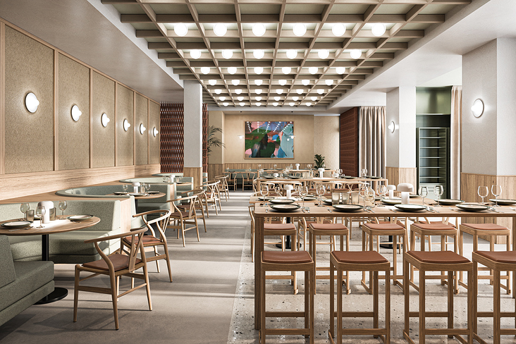 AYR – Visualisierung – Bürogebäude in Frankfurt am Main Restaurant