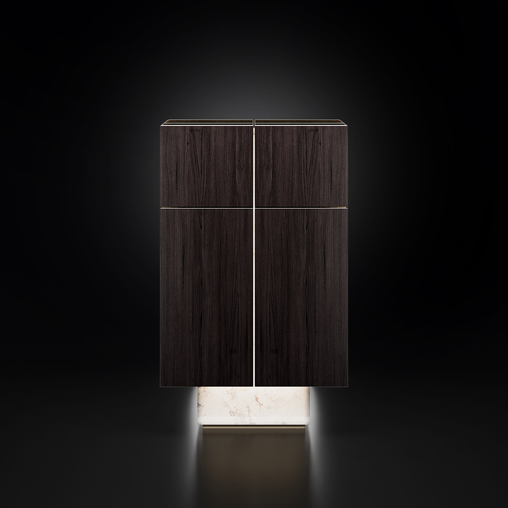 Produkt Rendering Art Deco Barschrank