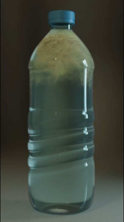 3d bottle fluid particles sim