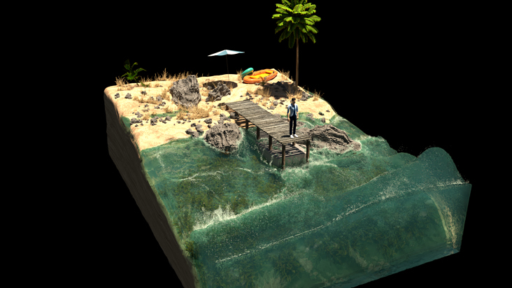 3d water fluid sim