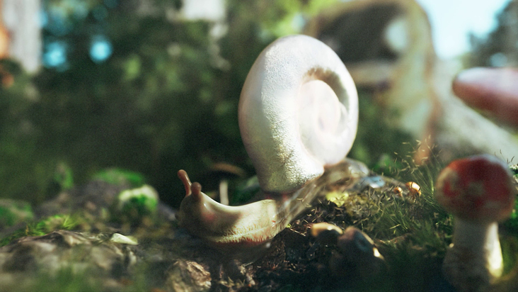 3d snail character rigging, animation, environement modelling
