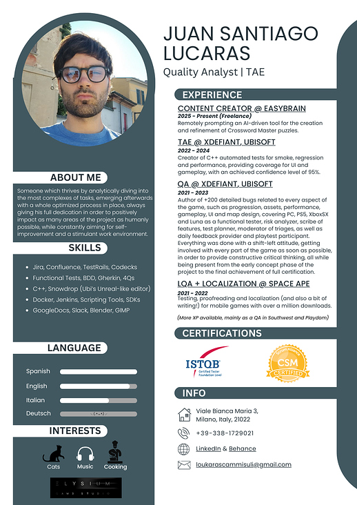 Juan Santiago Lucaras – CV – QA Tester
