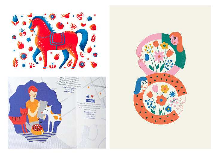 Illustration for map and greeting cards