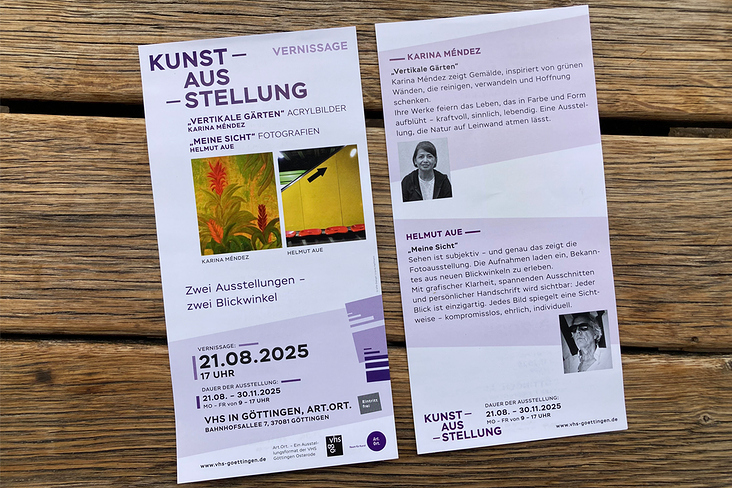 Layout Kunstausstellung – Flyer vorne und hinten