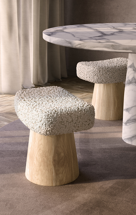 High end rendering of a stool