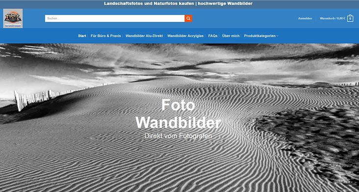 Website Onlineshop für Landschaftsfotos