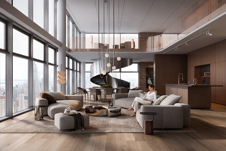Innenvisualisierung: Moderne Wohnung im Herzen von New York
