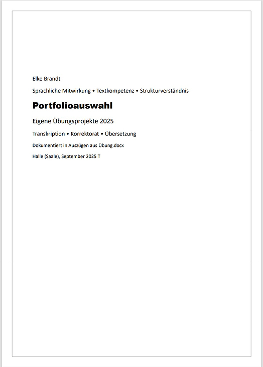 Portfolioauswahl – Eigene Übungsprojekte 2025