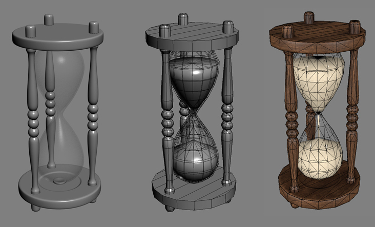 Hi-Poly Low-Poly und mit Textur