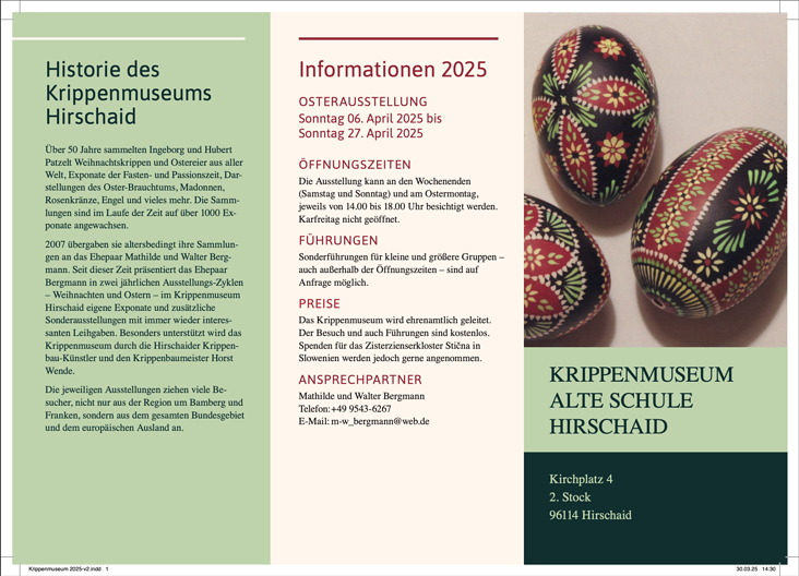 Flyer (Vorderseite) – Passionskrippen, Ostereier und Osterbräuche (2025)