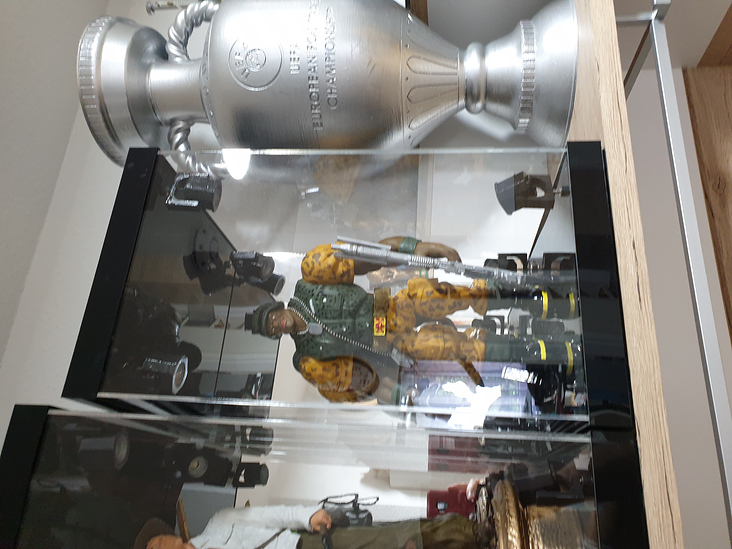 Beispiel einer Eigenbau Vitrine Acrylglas / 3D Druck Pokal für Privatnutzung