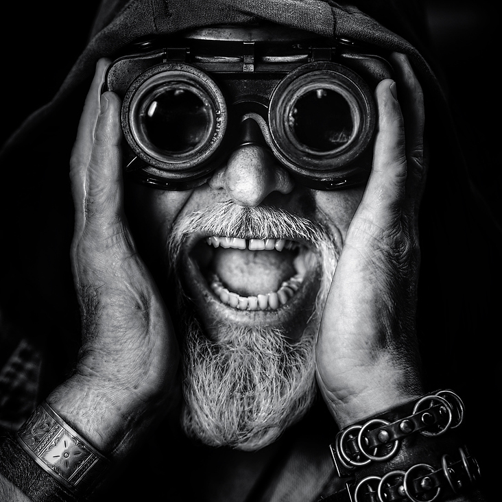 B&W Portrait – The Crazy Pilot