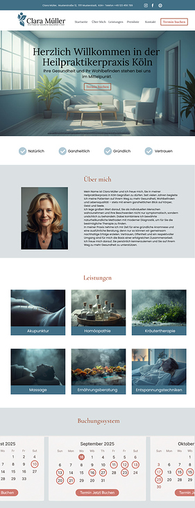 Onepage Seite mit Buchungssystem Heilpraktiker Köln