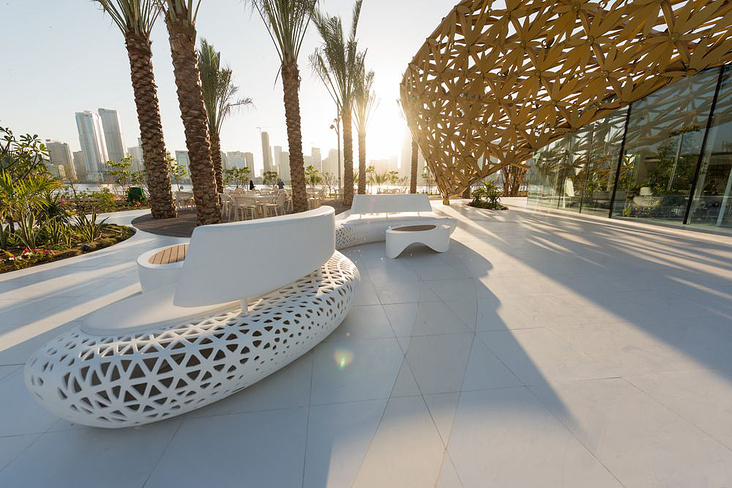 Exterior furniture design for Noor Island, Sharjah