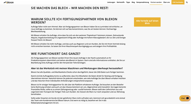 Landingpage – Konzept und Text – Blexon