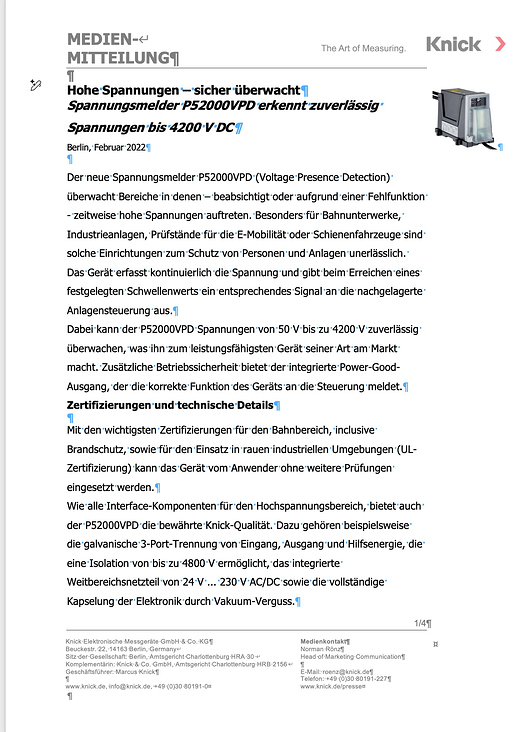 MR Knick P52000VPD Spannungsmelder V2.0 DE(2)