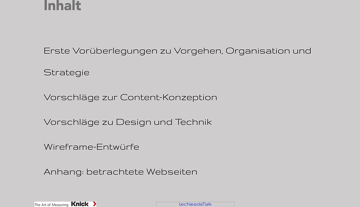 KNICK – Content Strategie – Konzept