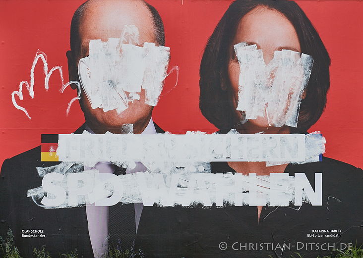 Politik | Europawahl 2024 | Beschädigtes SPD-Wahlplakat