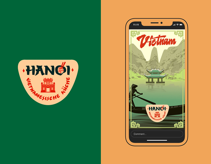 Logo-Design und Animation für ein vietnamesisches Restaurant „Hanoi“