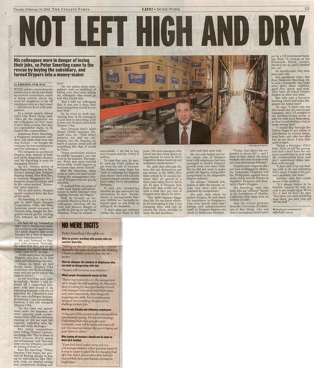 Peter Smerling: The Straits Times Article Drypers Page