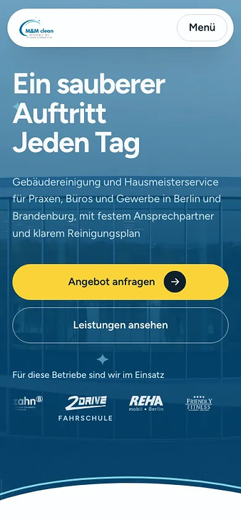 M&M clean – responsive Smartphone-Ansicht