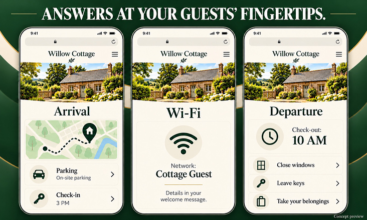 Anreise, WLAN und Abreise – mobile Informationsbereiche