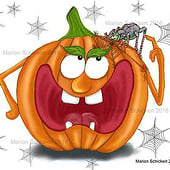 „Kinderbuchillustration Gemüse Halloween Kürbis“ von Marion Schickert