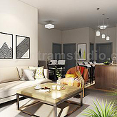 «Moderne Küche Wohnzimmer Combo» de Yantram Studio