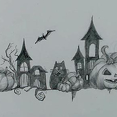 „Black & White Halloween Drawing“ von Anna Kühne