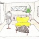 50ies living room – interior illustration