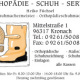Logoentwurf, Visitenkarten und Leuchtreklame für Orthopädie Füchsel