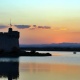 Sonnenuntergang über Etang du Grec in Palavas les Flots mit Museum Albert Dubout
