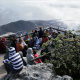 demonstrators for peace in tibet on top of the tablemountain
