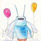 Bug the baloon blower, ink & watercolour 2008