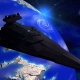 Imperialer Sternenzerstörer, erstellt mit Cinema 4D v10 --- Textur des Alls und der Planetenoberfläche erstellt mit Photoshop