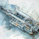 Rotary Actuator in pencil and watercolour