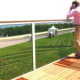 Blick von der Terrasse auf Skluptur und Ostsee