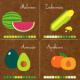 Karten für den Saisonkalender „Beste Zeit für den Kauf von Obst und Gemüse“