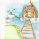 „Wolkenreichexpedition“ Hexe Bommel /Kinderbuchillustrion/ Aquarell u Tusche