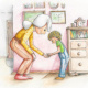 „Überraschung“ Oma und Max /Kinderbuchillustration/ Aquarell und Tusche