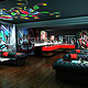 3D-Rendering Interior Design für kommerzielle Night View Pub bar