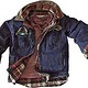 modisches Photo-Arrangement Jeansjacke mit Hemd freigestellt